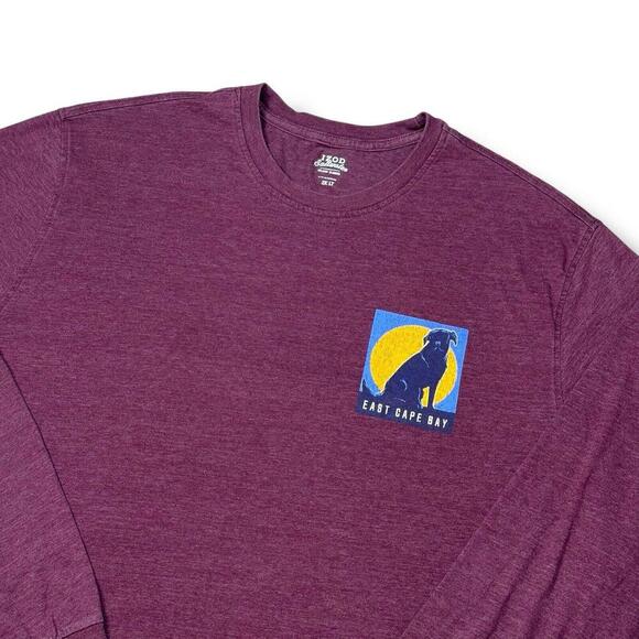 Izod Saltwater Relaxed Long Sleeve Shirt Mens 2X LT Burgundy Dog Sunset Graphic - Picture 8 of 12